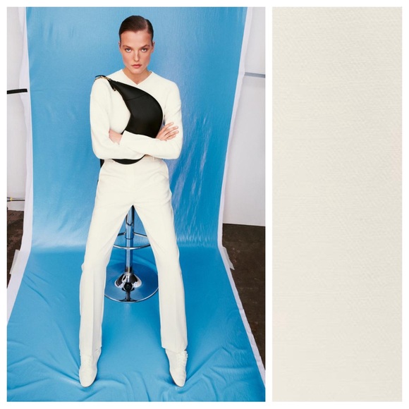 NWT. Zara Ecru Viscose Blend Belted Straight Leg Pants. Size S. - Picture 2 of 11